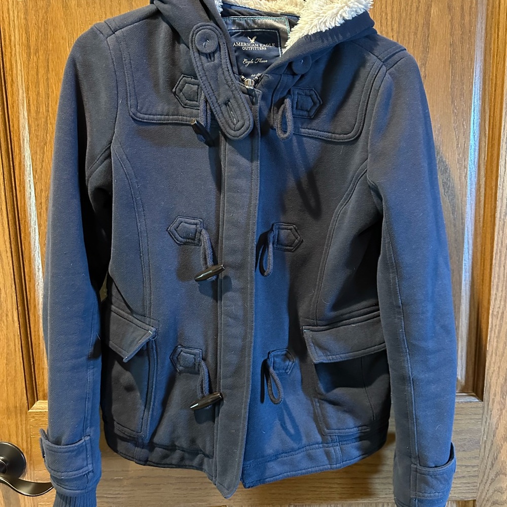 American Eagle Outfitters Dark Blue Fleece Jacket